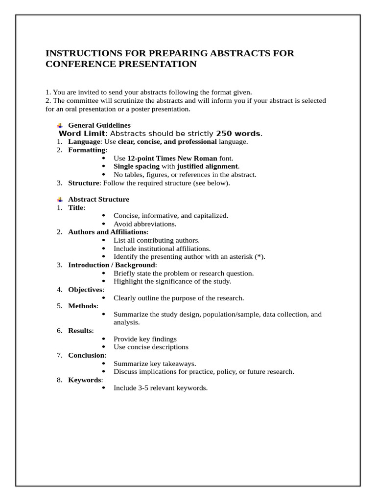 Abstract Submission Guidelines for Conferences | PDF