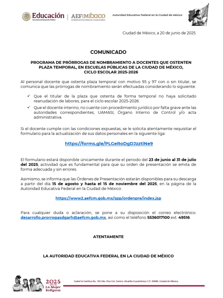 Prórrogas de Nombramiento 2025-2026 | PDF