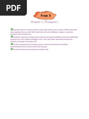 Short Note Biology Form 5 Chapter 1 Transport Pdf
