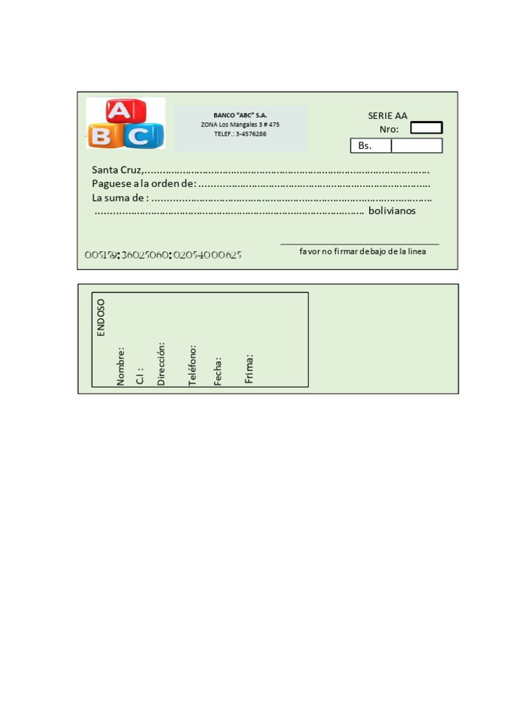 Cheque Abc 001 | PDF