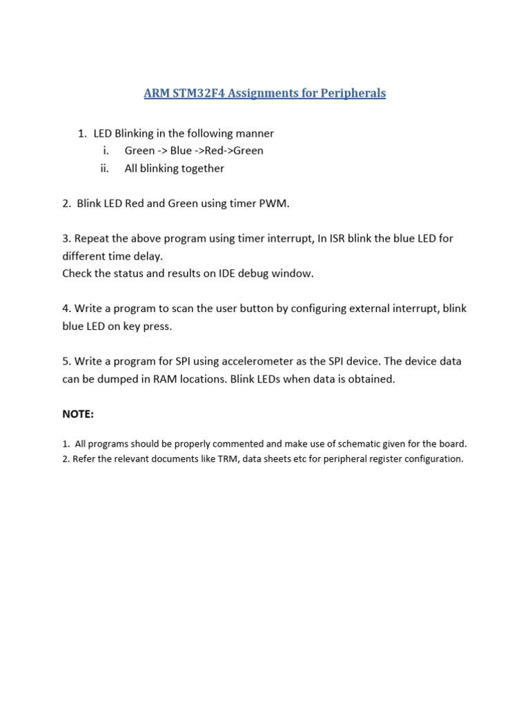 ARM STM32F4 Assignments For Peripherals | PDF