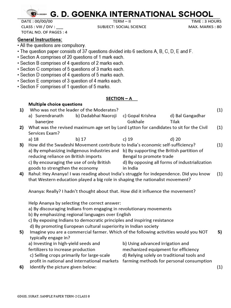 g8 S.S Sample Paper Q.P | PDF | Agriculture | Soil