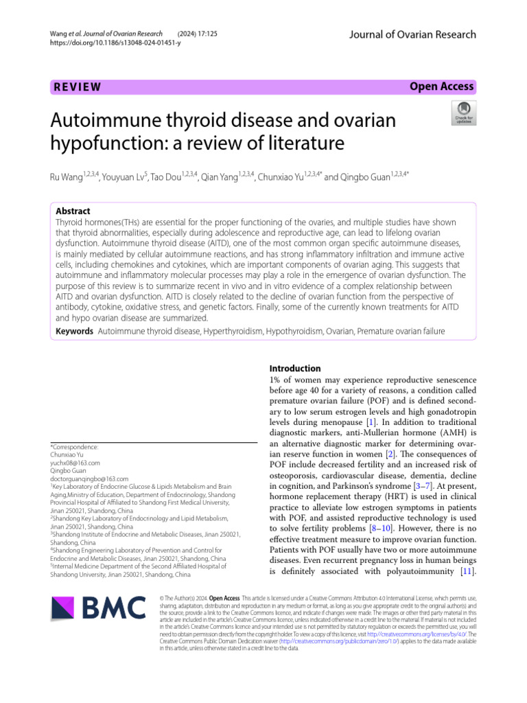 Autoimmune Thyroid Disease and Ovarian Dysfunction | PDF | Ovary | Thyroid