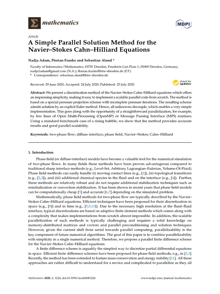 Simple Parallel Method for Navier-Stokes | PDF | Navier–Stokes ...