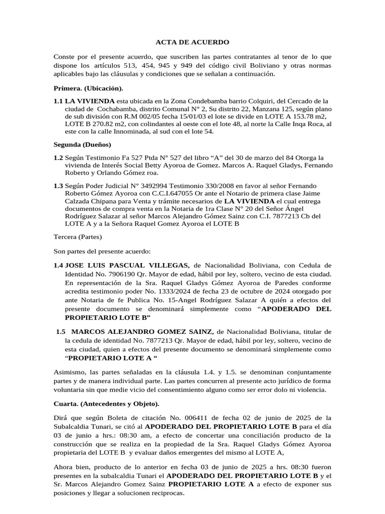 Acta de Acuerdo 2 - Rev | PDF | Ley común