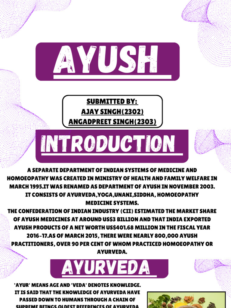 Overview of AYUSH Systems in India | PDF | Ayurveda | Medicine