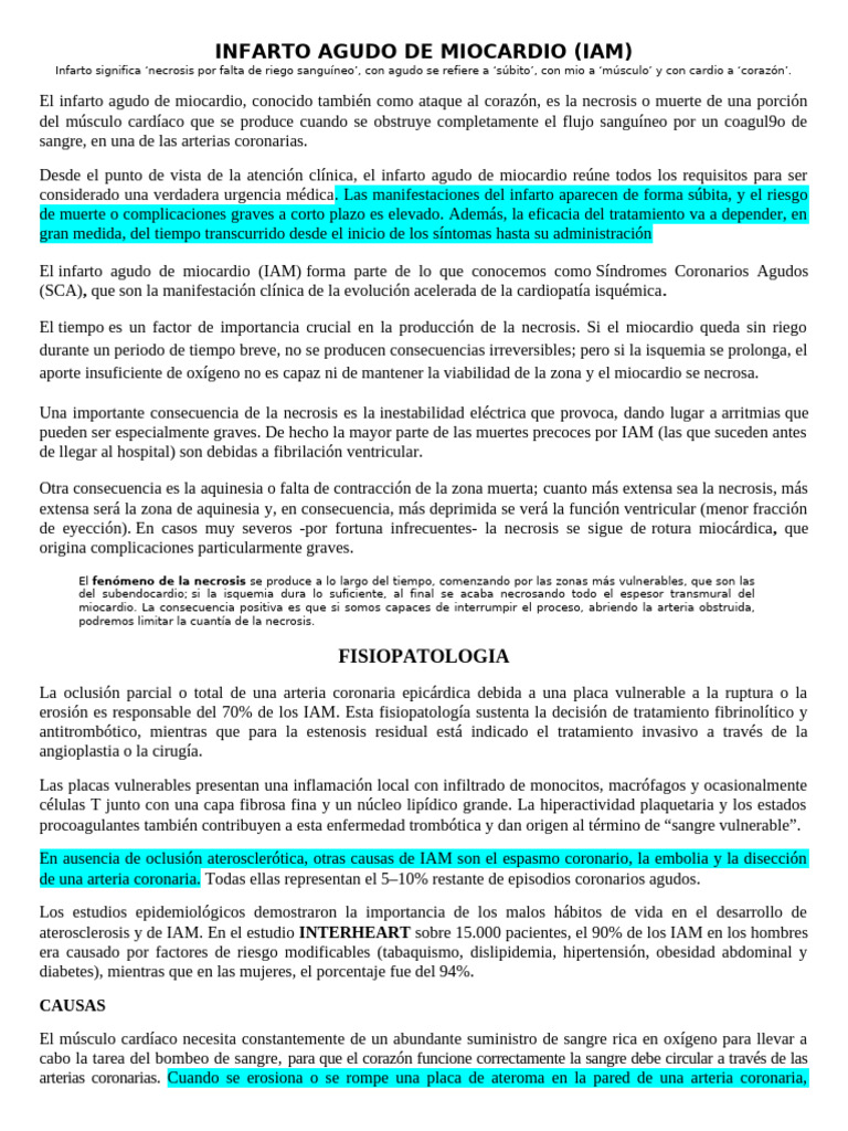 Tipos de Infarto Agudo de Miocardio | PDF | Infarto de miocardio | Corazón