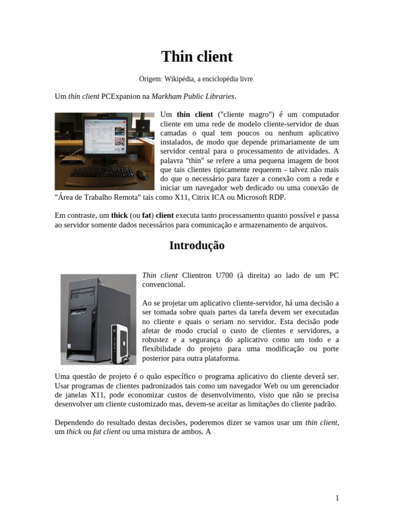 O que é um Thin Client? | PDF | Equipamento de escritório | Informática