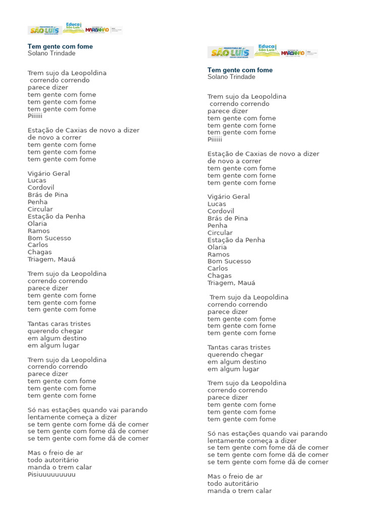 Tem Gente Com Fome | PDF