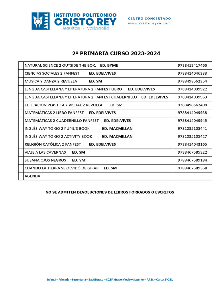 Libros de Texto 2º Primaria 2024 | PDF