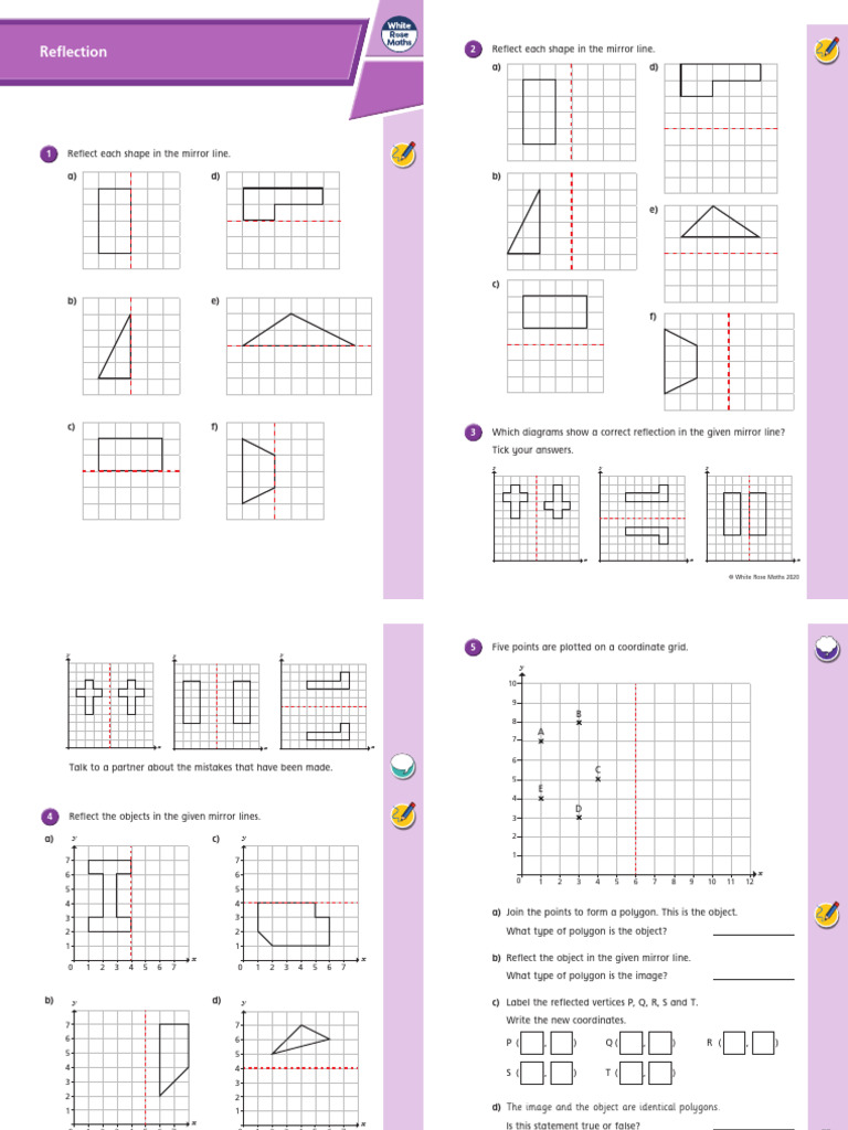 Mirror Line Shape Reflections Guide | PDF | Shape | Vertex (Geometry)