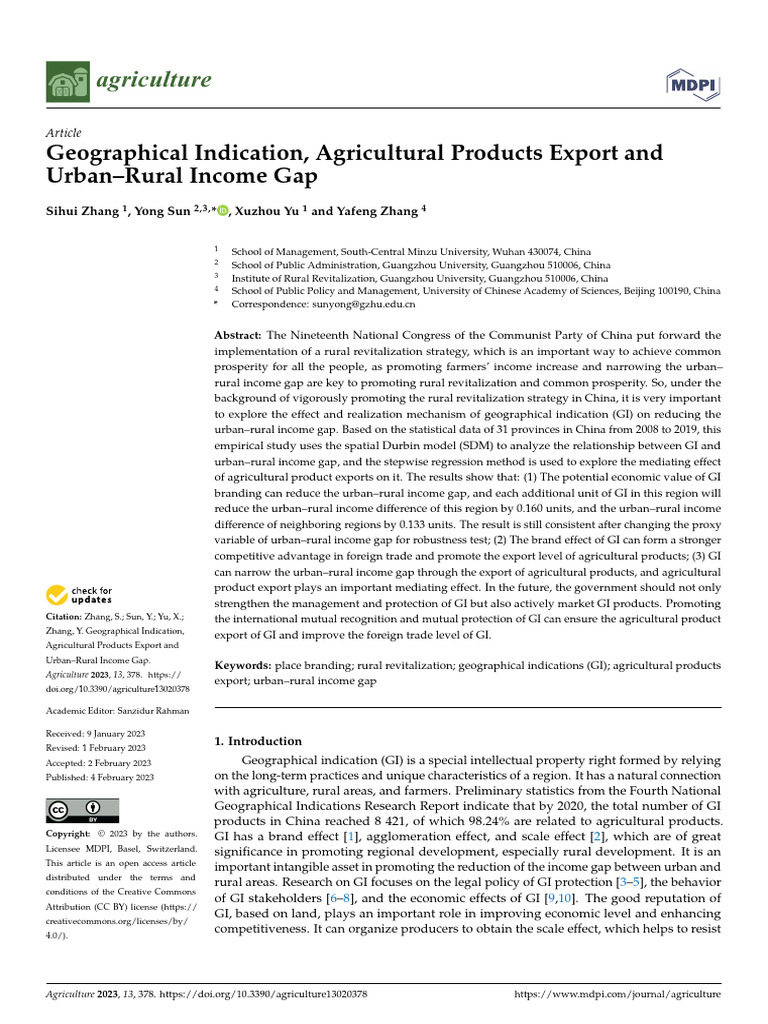 GI Impact on Urban-Rural Income Gap | PDF | Agriculture | Spatial Analysis