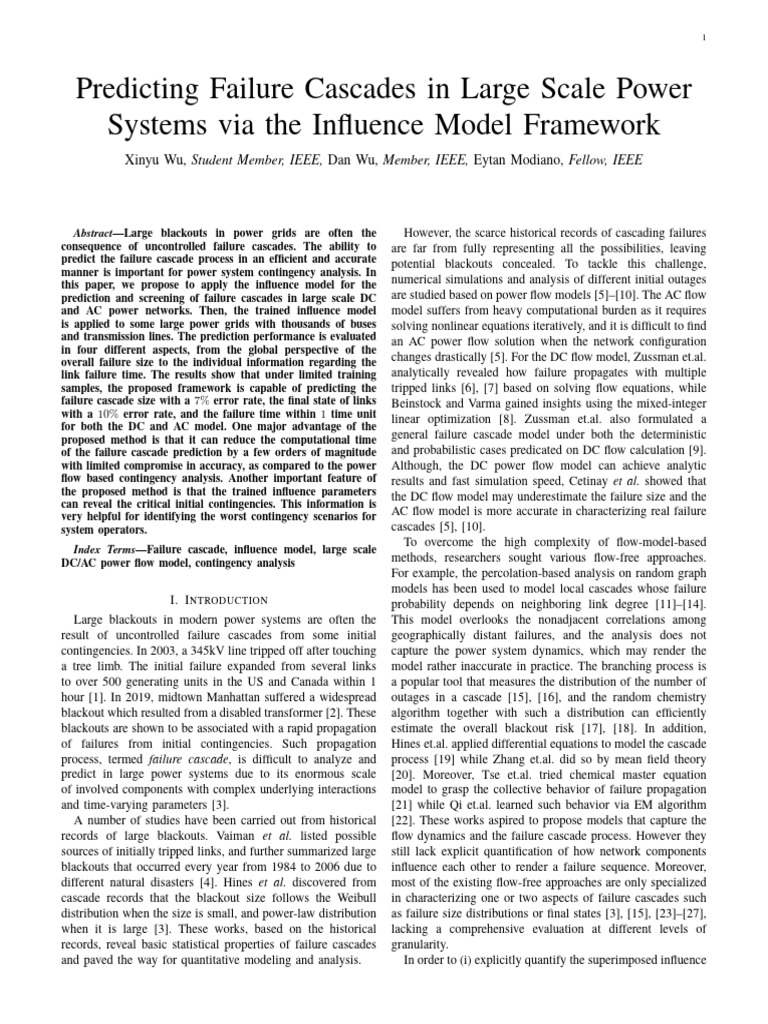 Predicting Power System Failure Cascades | PDF | Prediction | Applied ...