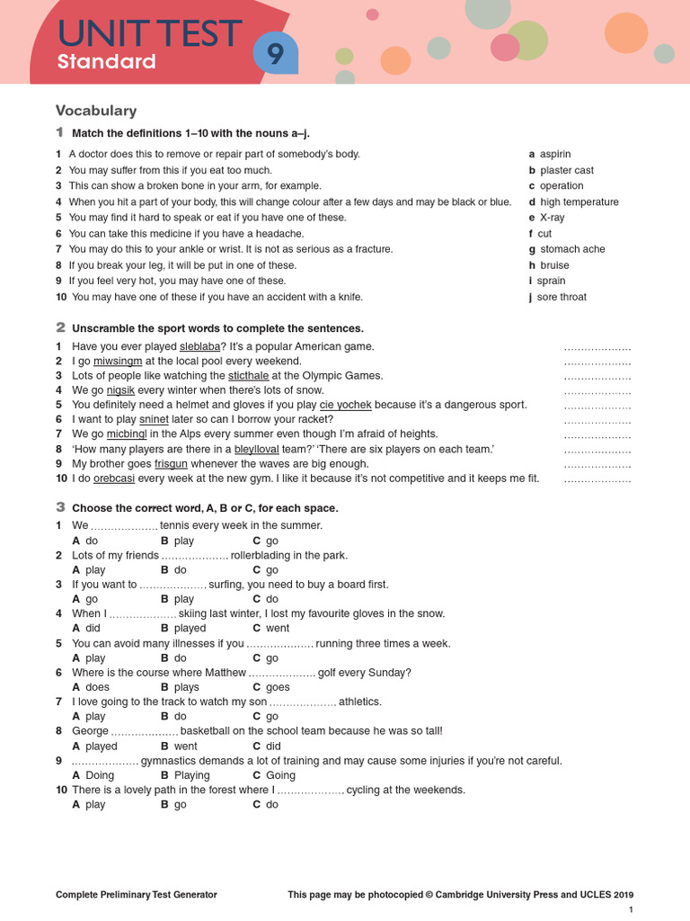 Vocabulary and Grammar Test for Standard 9 | PDF | Linguistics | Languages