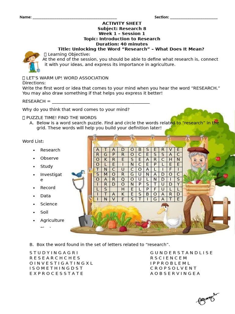 Rfs Activity Sheets For Quarter 1 Week 1 | PDF | Agriculture | Fertilizer