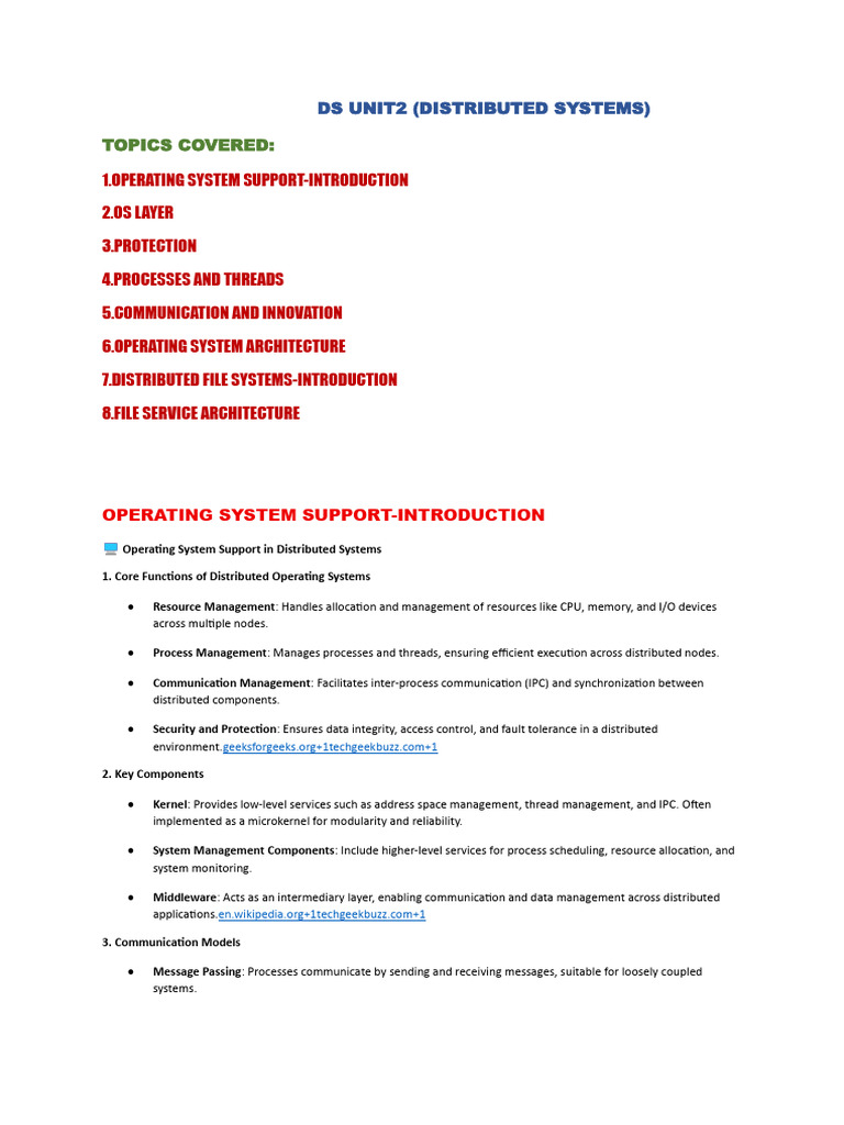 Distributed Systems: OS Support Overview | PDF | Operating System ...
