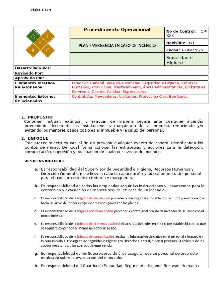 Plan de Emergencia por Incendio | PDF | Gestión de recursos humanos ...
