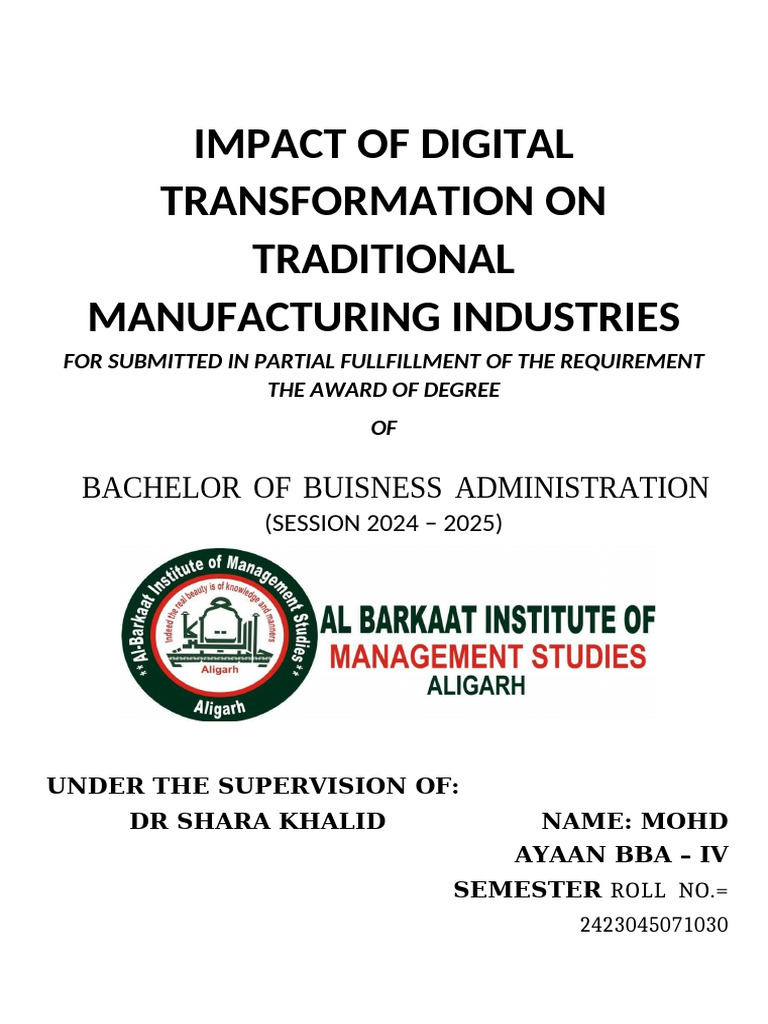 Digital Transformation in Manufacturing | PDF | Automation | Internet ...