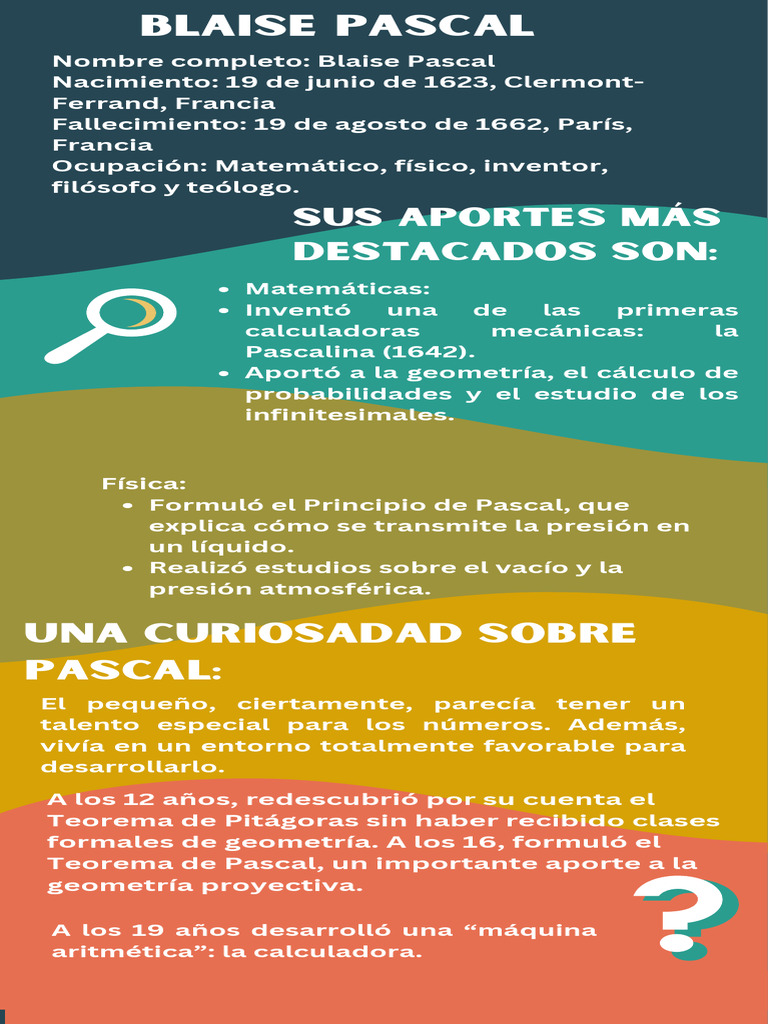 Biografía de Blaise Pascal y sus aportes | PDF