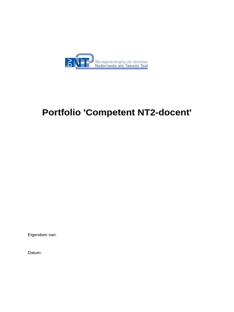 Bekwaamheidsportfolio Docent NT2 Herziening - Def-Nov-2017-2 | PDF