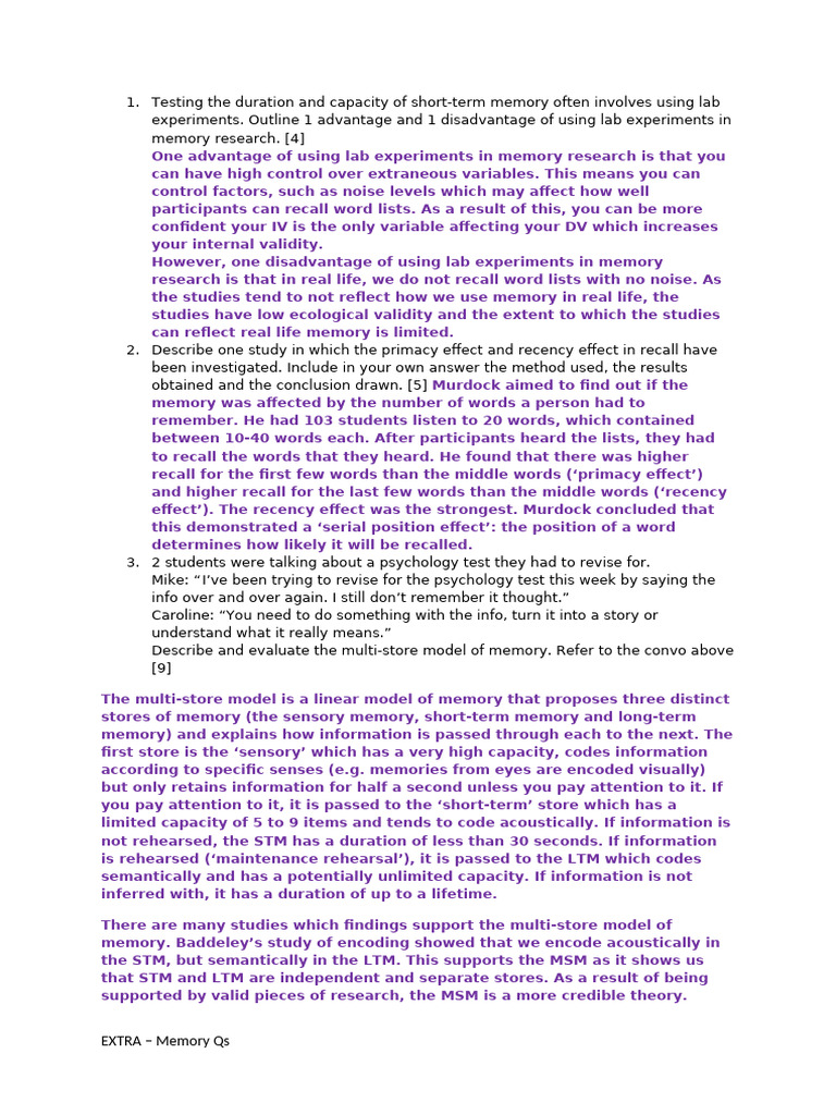 Lab Experiments in Memory Research | PDF | Recall (Memory) | Memory