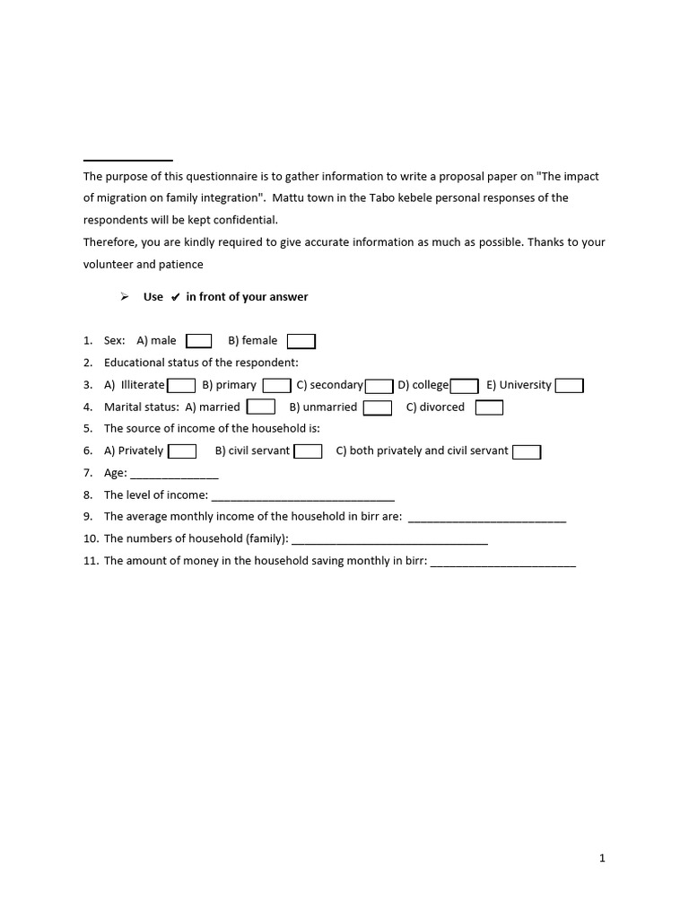 Questionnaires | PDF