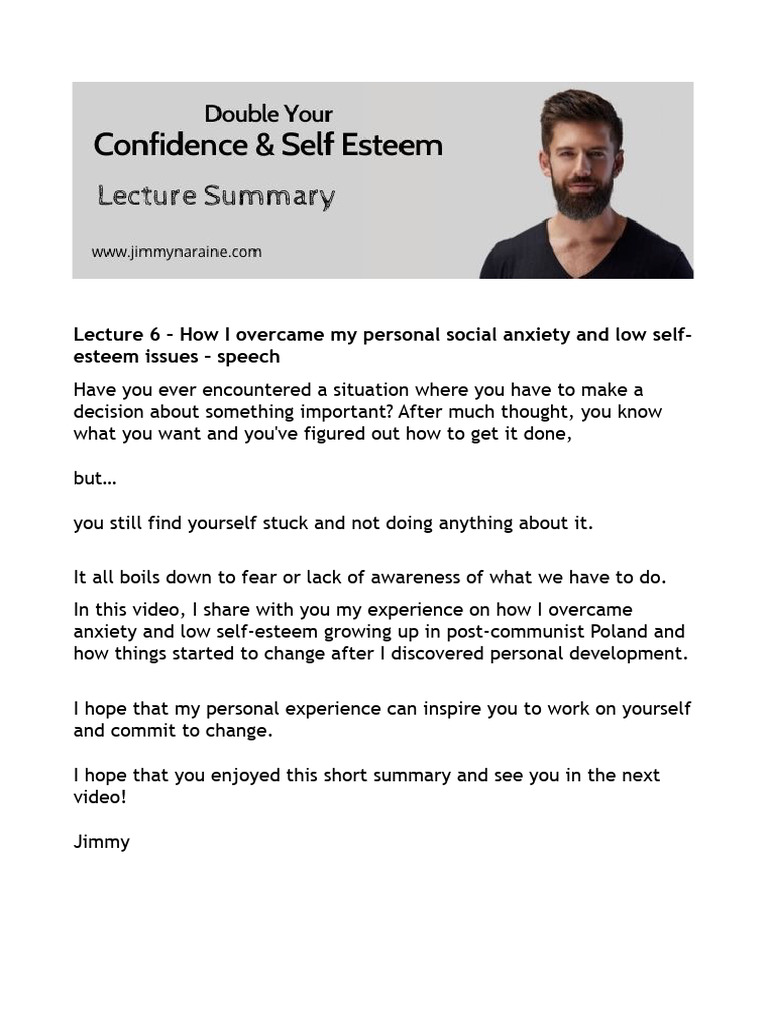 Overcoming Social Anxiety and Low Self-Esteem | PDF