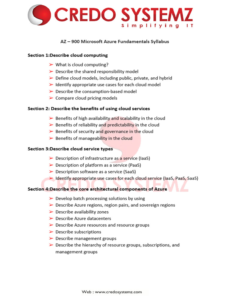 Az 900 Microsoft Azure Fundamentals Course Content Pdf Cloud