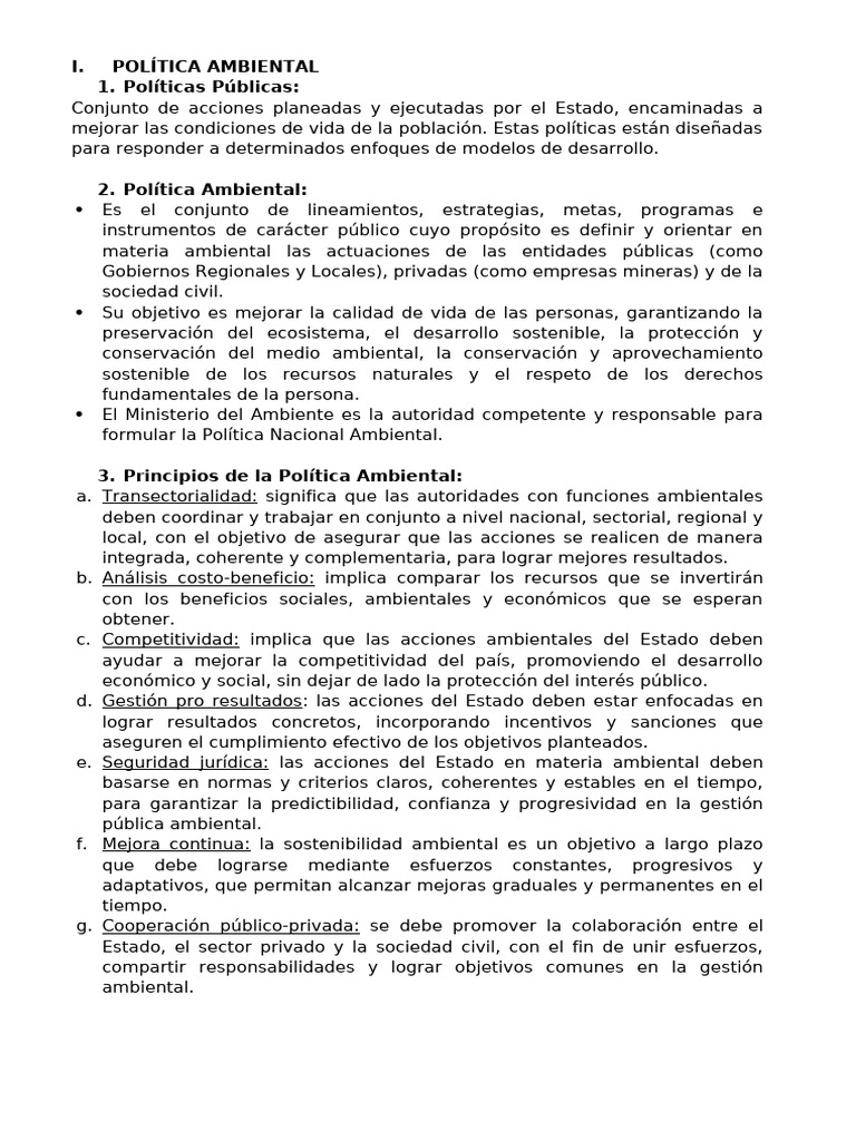 Política y Gestión Ambiental Integral | PDF | Evaluación de impacto ...
