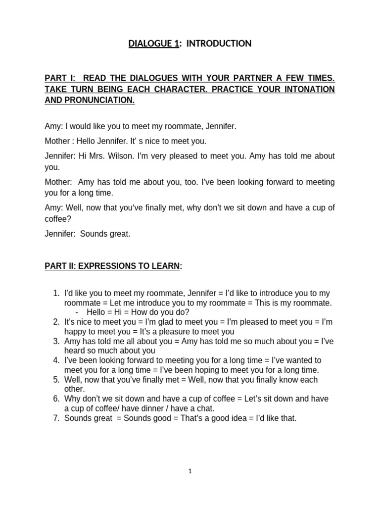 Dialogue Practice for Five Characters | PDF