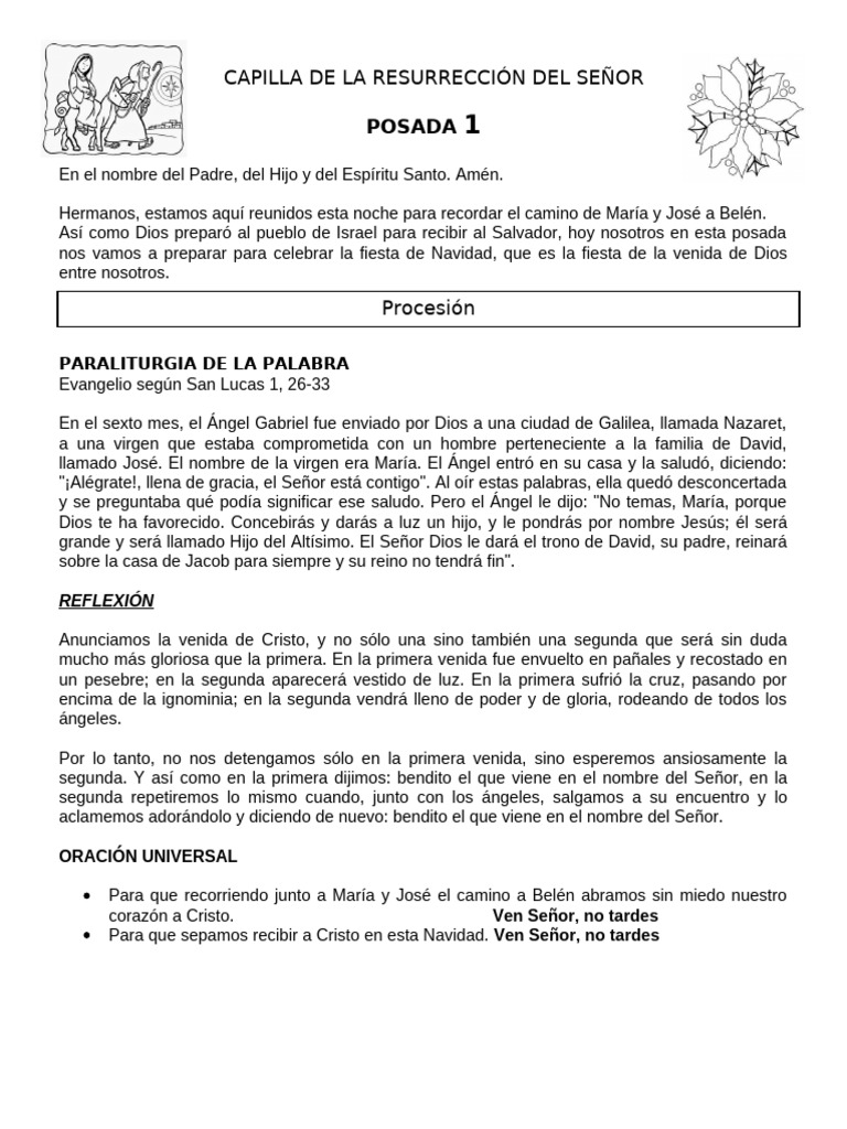 Letras y Cantos para Posadas Navideñas | PDF | María, madre de Jesús ...