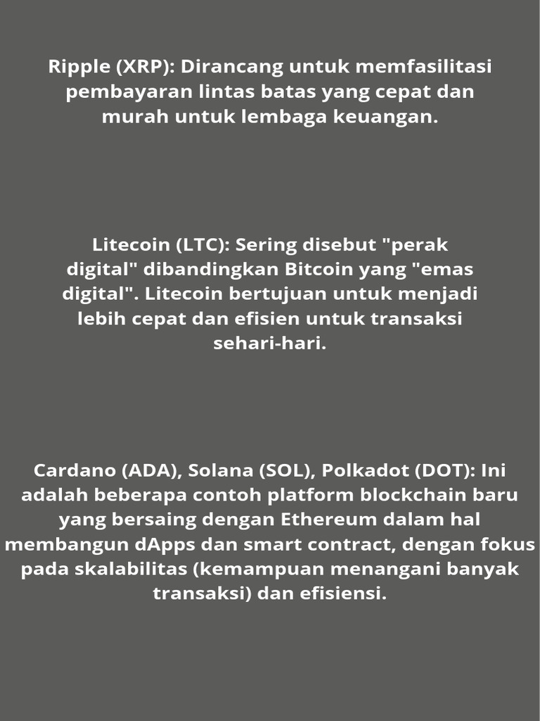 Perbandingan Cryptocurrency: XRP, LTC, ADA, SOL, DOT | PDF