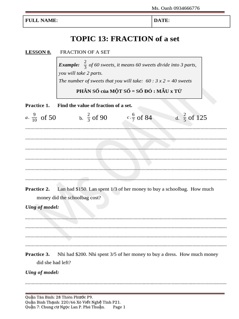 Gr4 - Topic 13 - FRACTION of A Set | PDF | Desserts | Baked Goods
