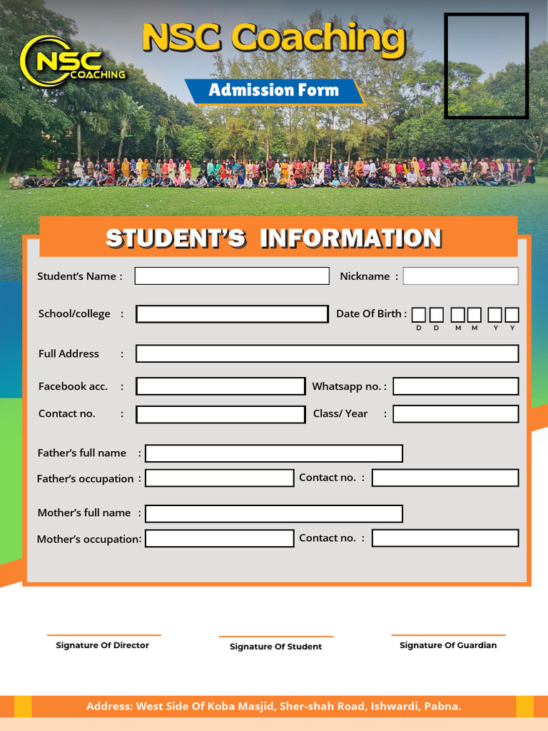 NSC Coaching Admission Form | PDF