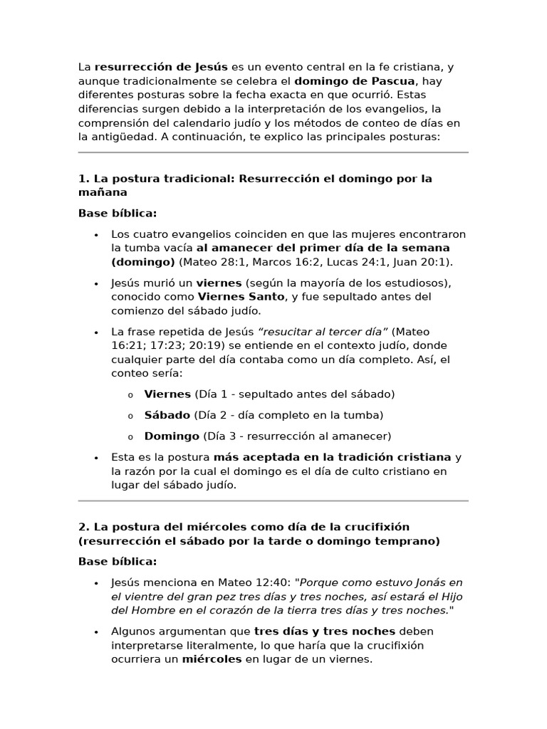 Resurrección de Jesús: Fe y Cronología | PDF | La resurrección de Jesús ...