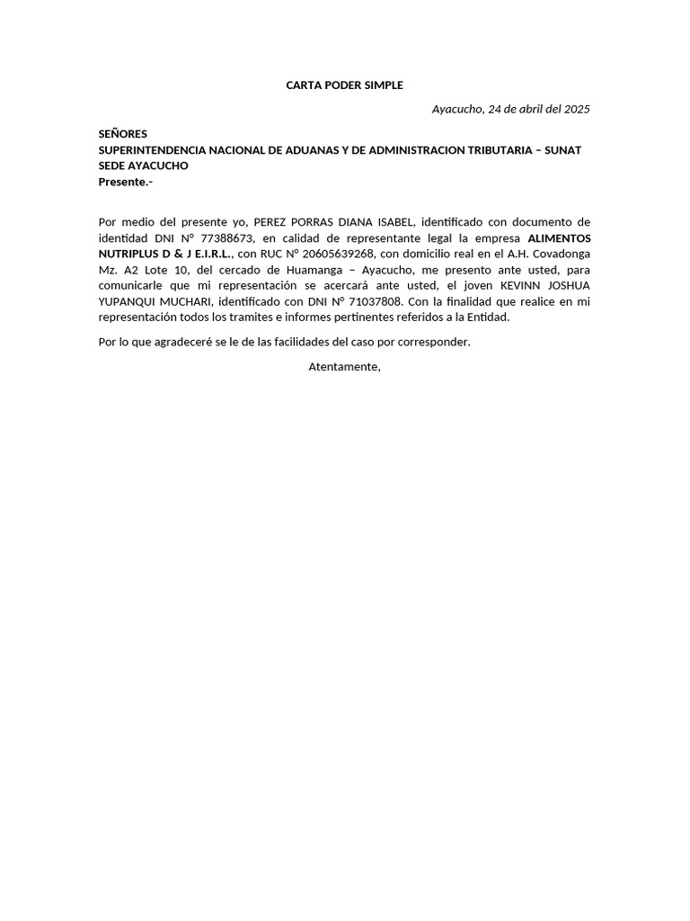 Carta Poder Simple | PDF