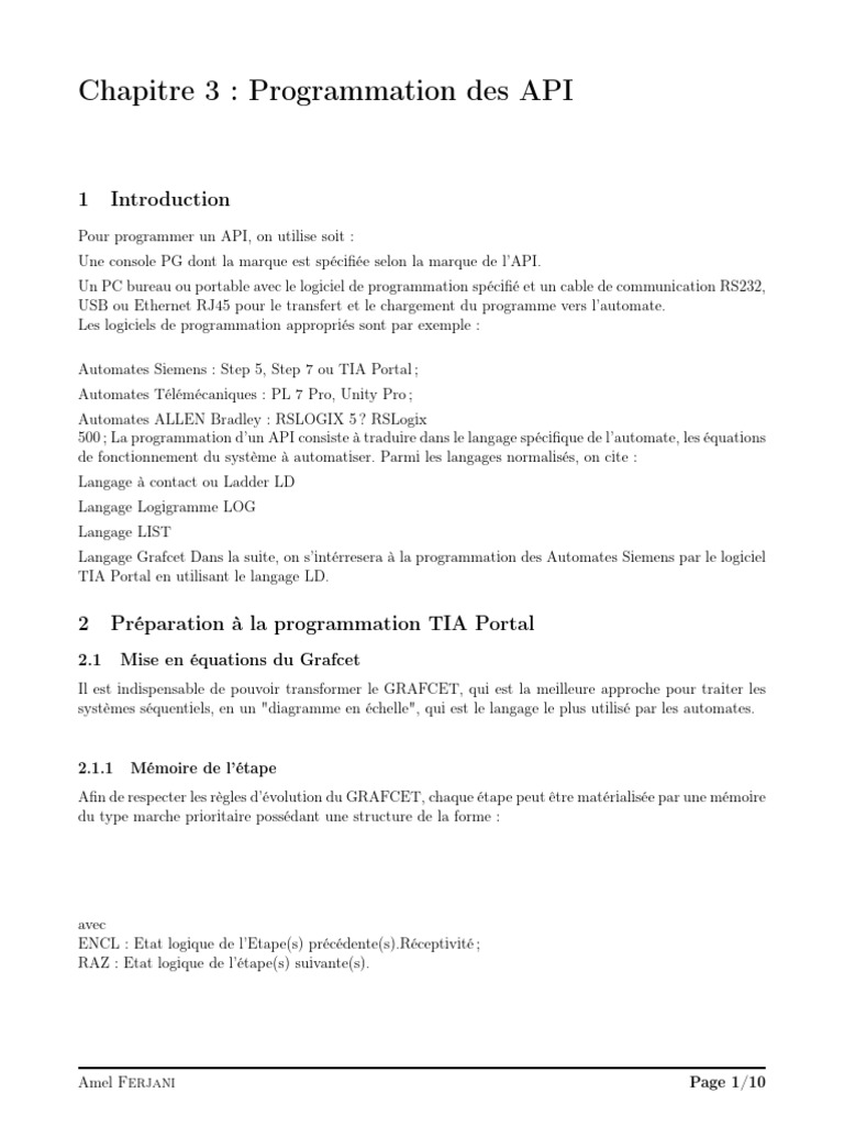 Programmation API avec TIA Portal et LD | PDF | Automate programmable ...