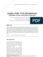 Supply Chain Risk Management Literature Review and Future Research