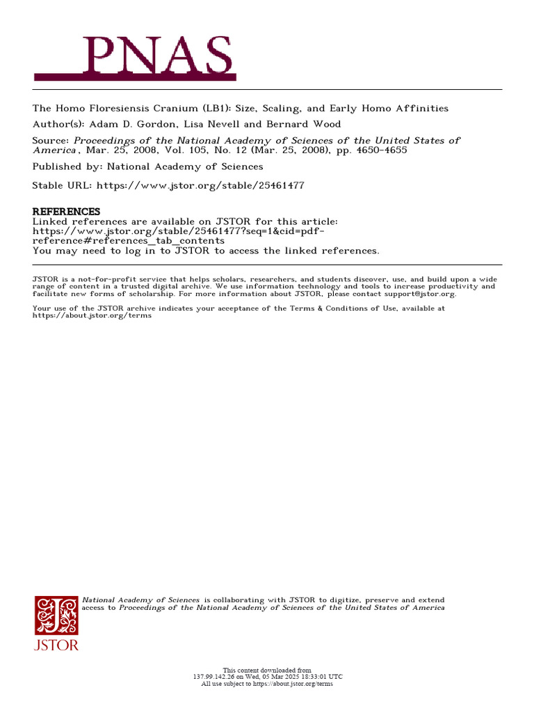 The Homo Floresiensis Cranium (LB1) - Size, Scaling, and Early Homo ...