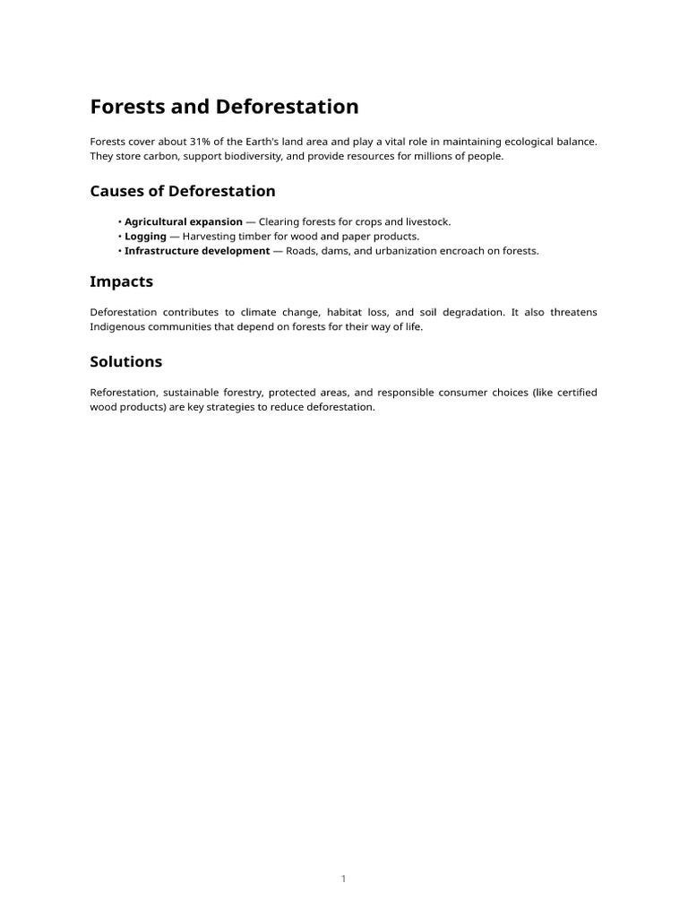 Forests and Deforestation | PDF