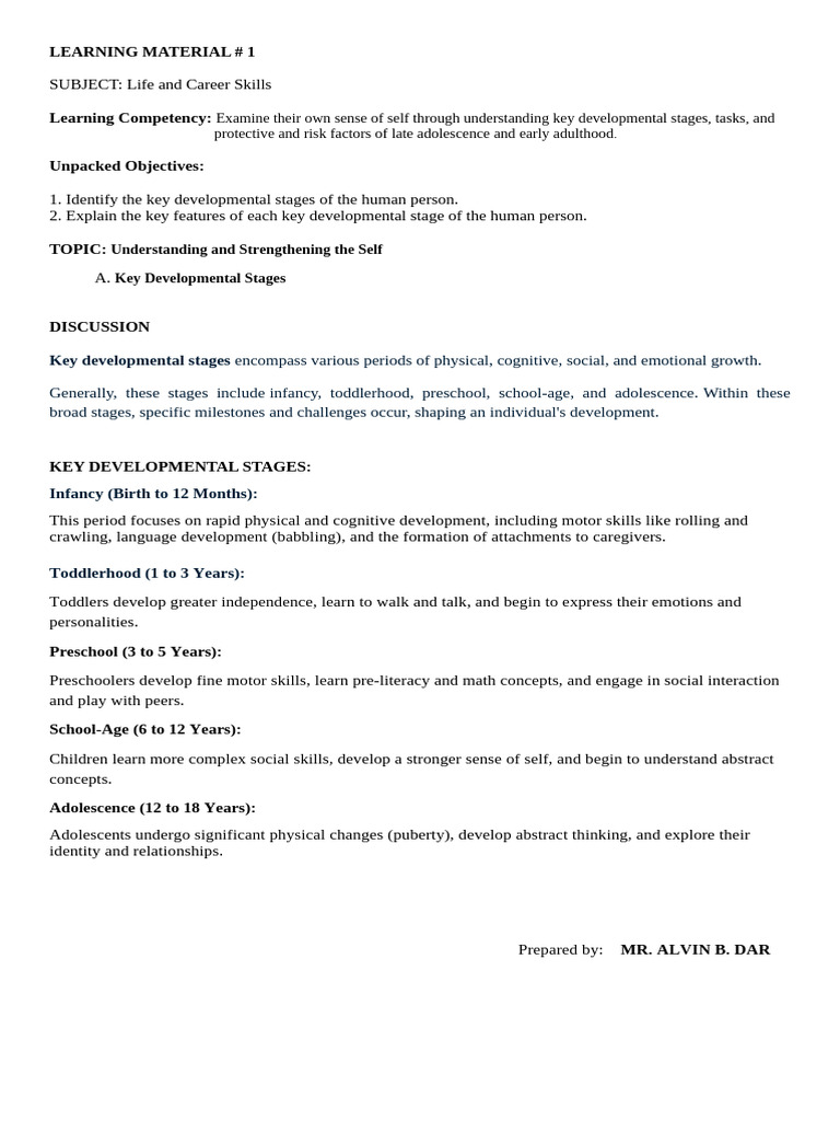 Key Developmental Stages Explained | PDF