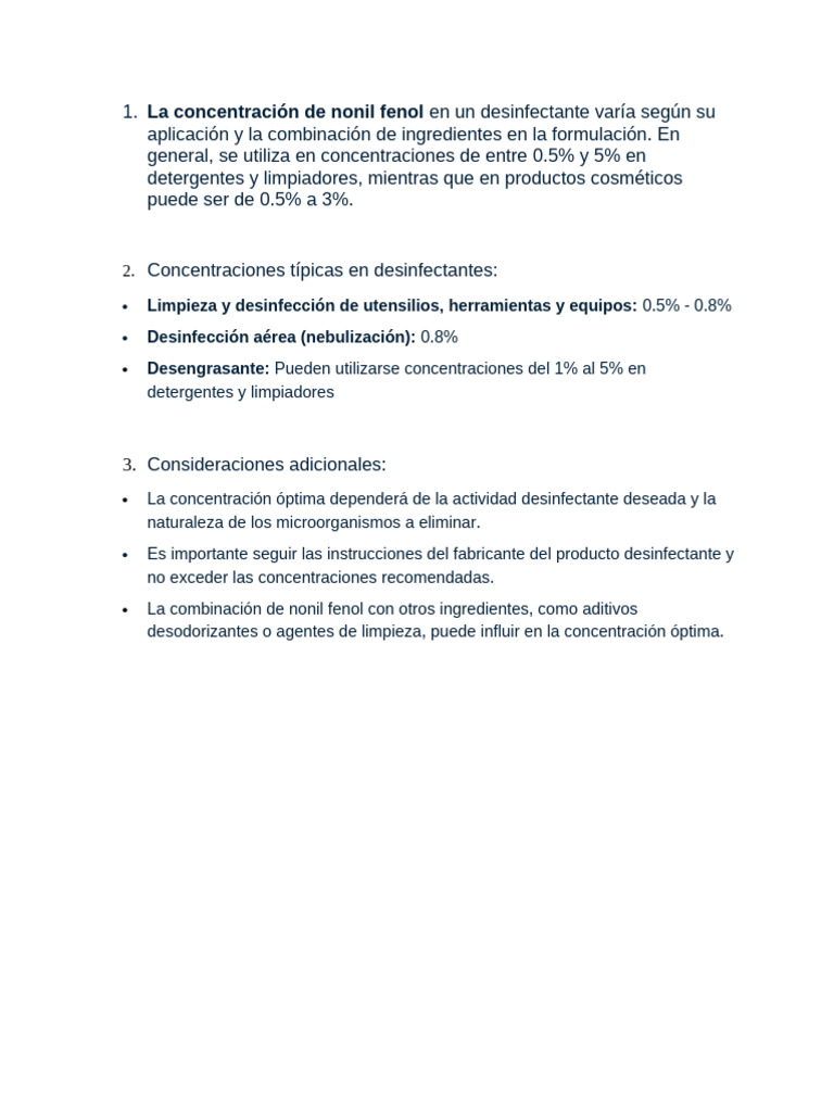 Uso del Nonilfenol en Desinfectantes | PDF