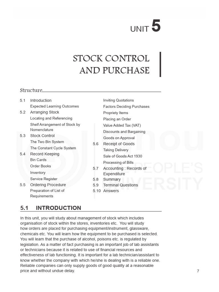 Stock Control and Purchasing Guide | PDF | Inventory | Laboratories