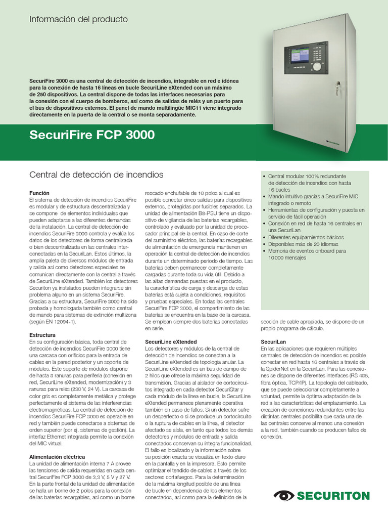 Central de Detección SecuriFire 3000 | PDF | Red de computadoras | Relé