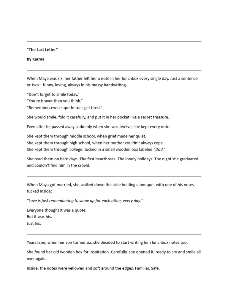 The Last Letter: A Father's Love | PDF