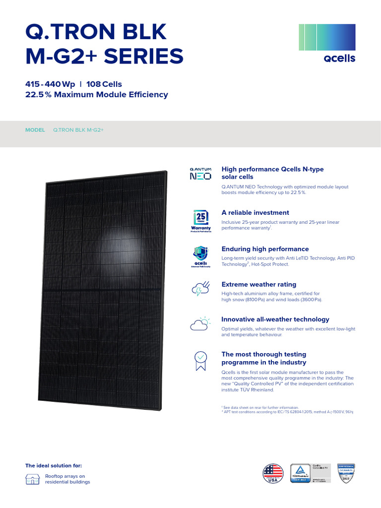 Q.Tron BLK M-G2+ Solar Module Specs | PDF | Solar Panel | Photovoltaics