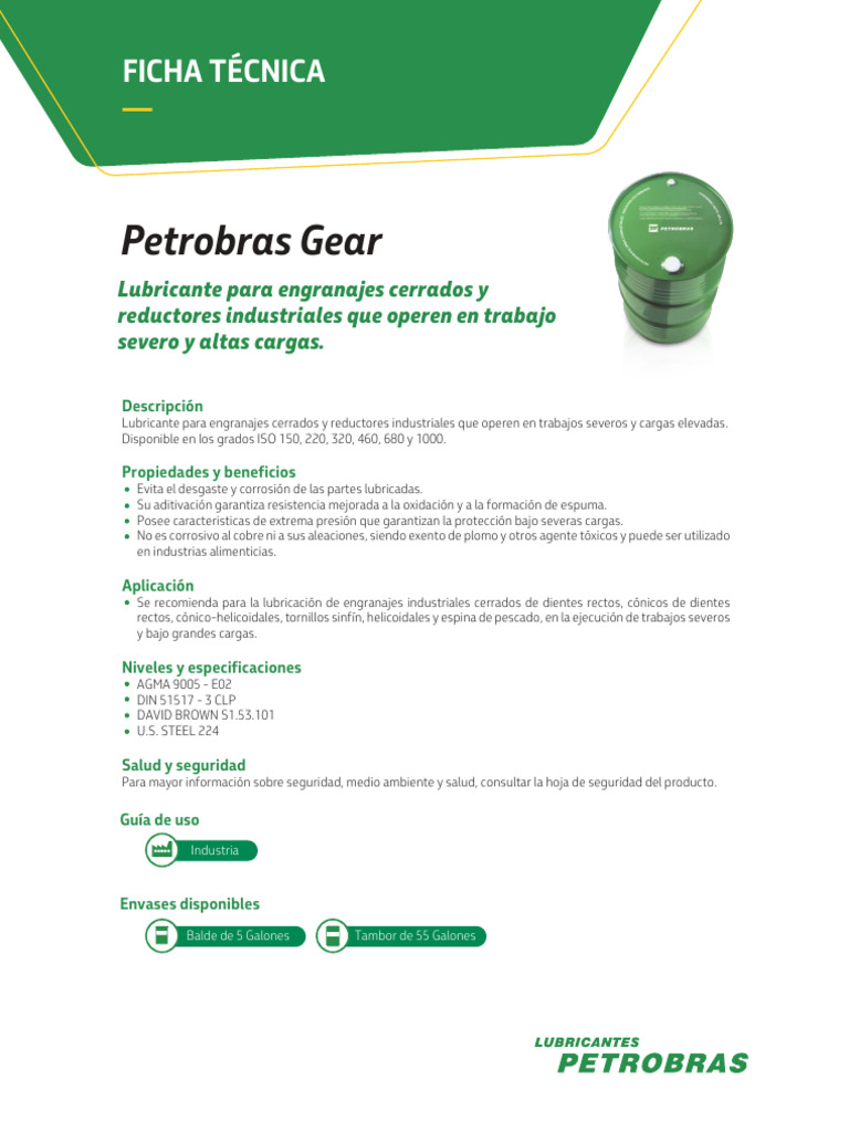 Lubricante para Engranajes Industriales | PDF | Engranaje | Sustancias ...