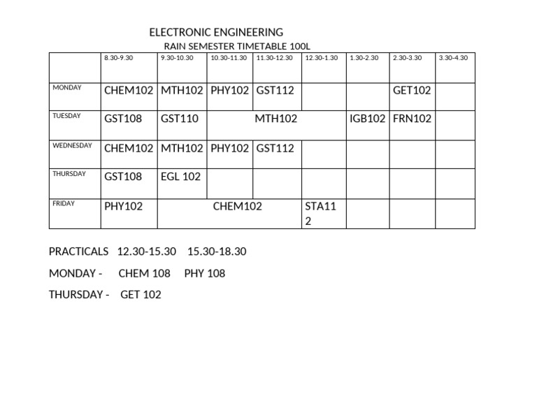 Ele Timetable | PDF