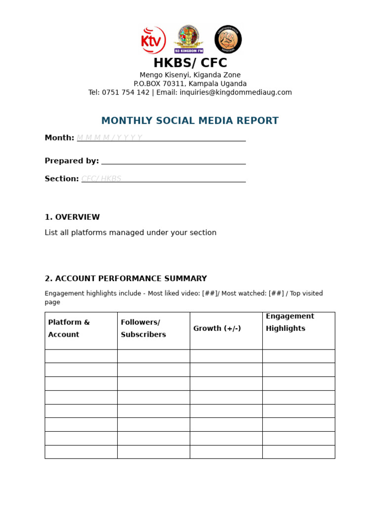 Monthly Social Media Report | PDF