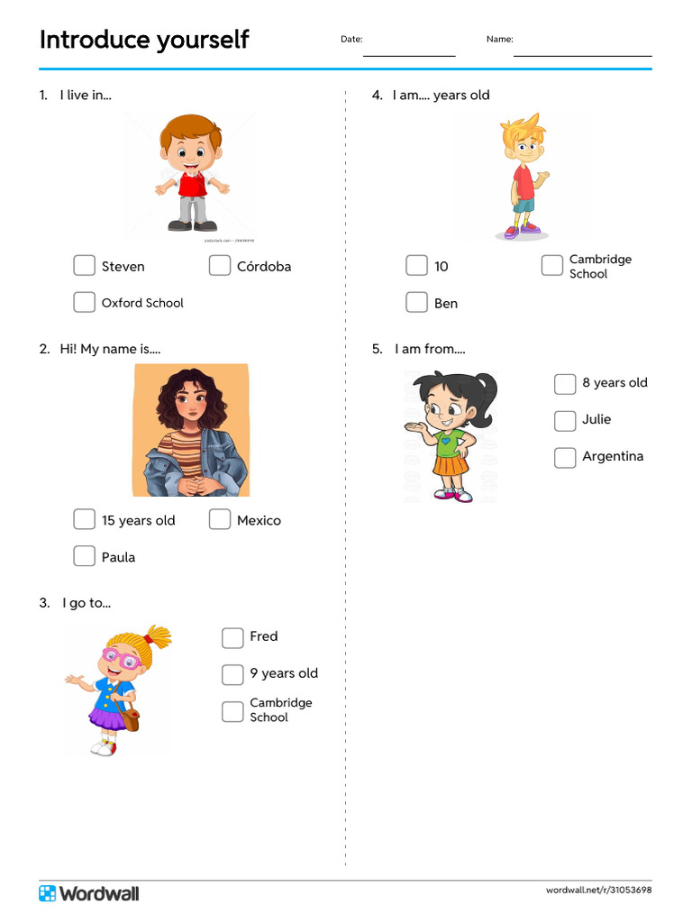 Introduce Yourself Quiz | PDF